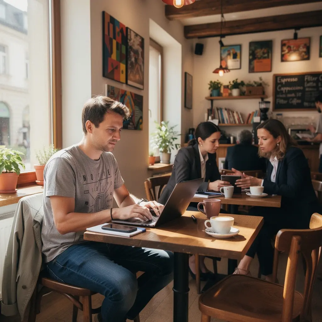 Ein Bild von einem Publikum, das aufmerksam einer Präsentation über neue Technologien folgt.