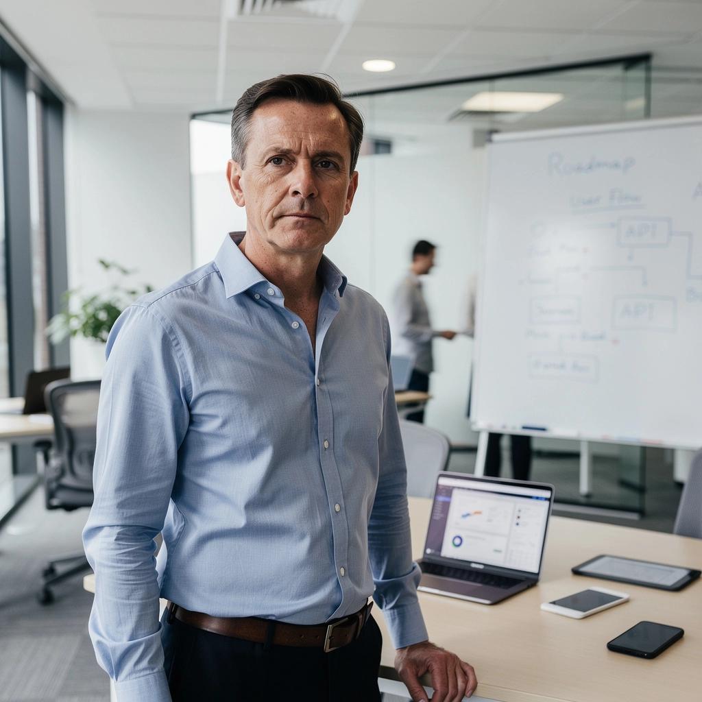 Ein Redner steht auf einer Bühne und präsentiert technische Konzepte vor einem Publikum.